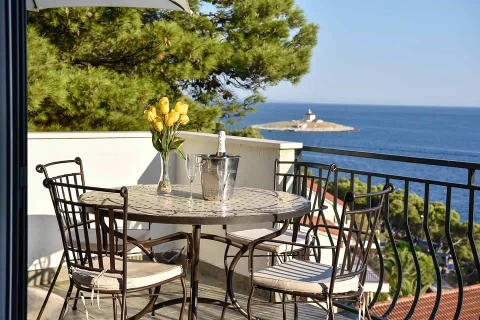 Villa HVAR terrace and evening views