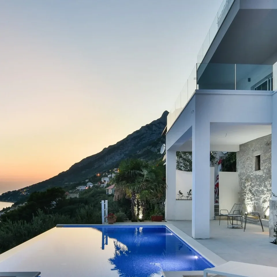 Villa BLUE DREAM terrace and evening views