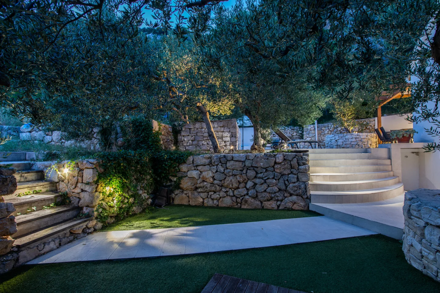 Villa OLIVE TREE terrace and evening views